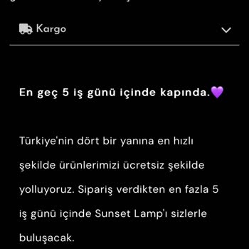 Sunset Lamp Siparişimde İletişim Ve Kargo Sorunu