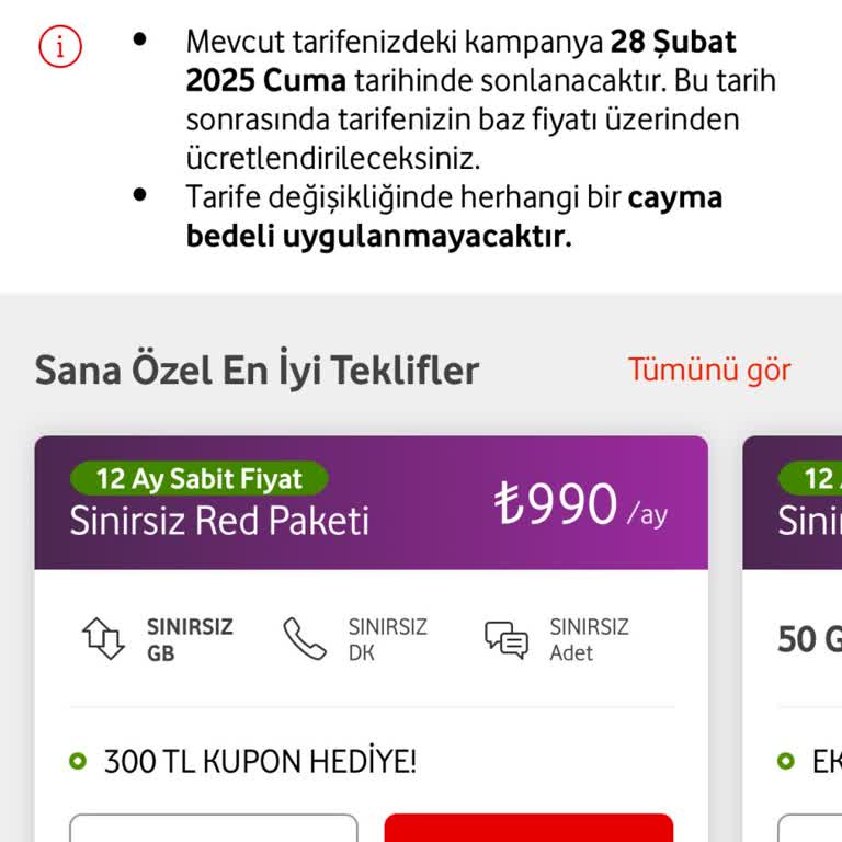 Vodafone Tarifesinde Beklenmedik Zam Şoku