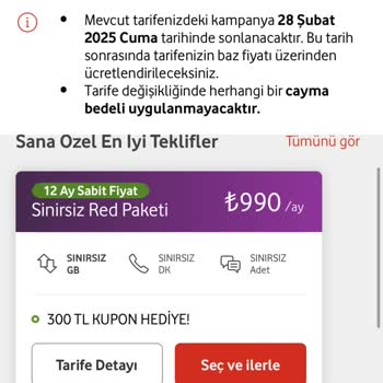 Vodafone'da Beklenmedik Fiyat Artışı Ve Düşük GB Sorunu