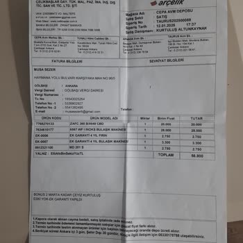 Ankara Taurus AVM'den Alınan Ürünlerin Teslimat Sorunu Ve İletişim Eksikliği