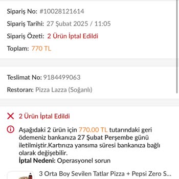 İptal Edilen Pizza Siparişiyle Hayal Kırıklığı