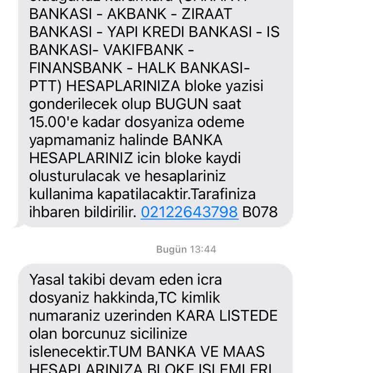 Borçsuzken Gelen Bloke Mesajlarıyla Rahatsızlık