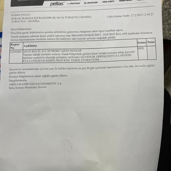 Dunlop Lastiklerinde İmalat Hatası Ve Müşteri Suçlaması