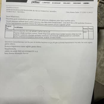 Dunlop Lastiklerinde İmalat Hatası Ve Müşteri Suçlaması