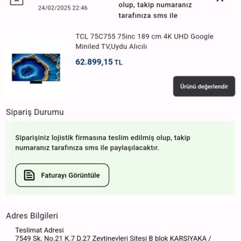 TCL TV Siparişim Kargoya Verilmiyor Ve Destek Alınamıyor