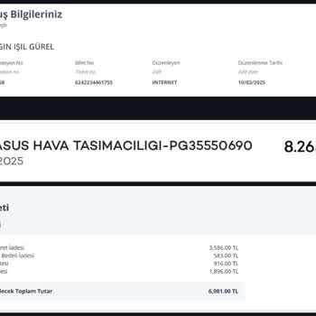 Pegasus Airlines Comfort Flex Ticket Cancellation & Partial Refund Issue