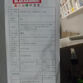 Yanlış Boy Patates Siparişi Sorunu