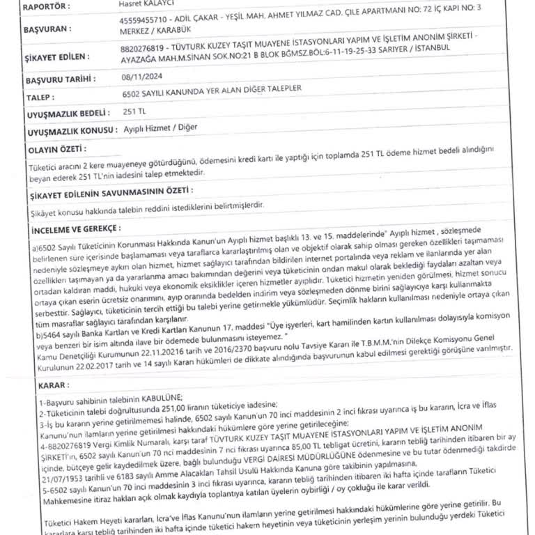 TÜVTÜRK'ten Kartla Ödeme Mağduriyeti