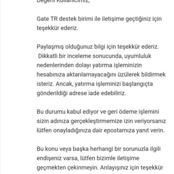 Gate TR Borsasında USDT İade Sorunu