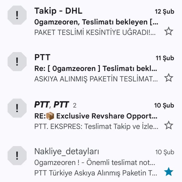 E-posta Hesabımda Sahte Kargo Bildirimleri