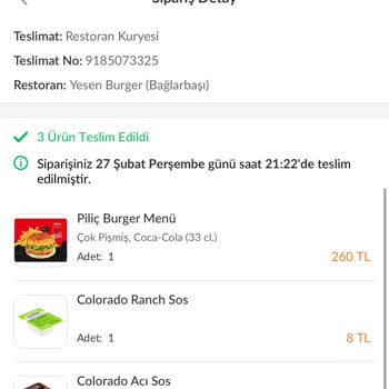 Hayal Kırıklığı Yaratan Yesen Burger Siparişi