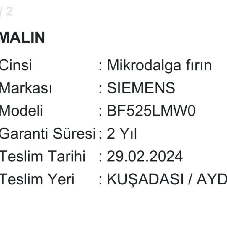 Siemens Mikrodalga Fırında Kullanıcı Hatası Suçlaması Ve Yetersiz Servis