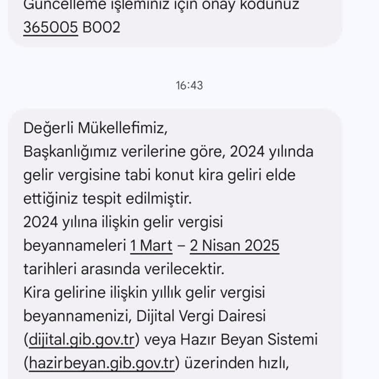 Yanlış Kira Geliri Beyanı Mesajı Hakkında Şikayet