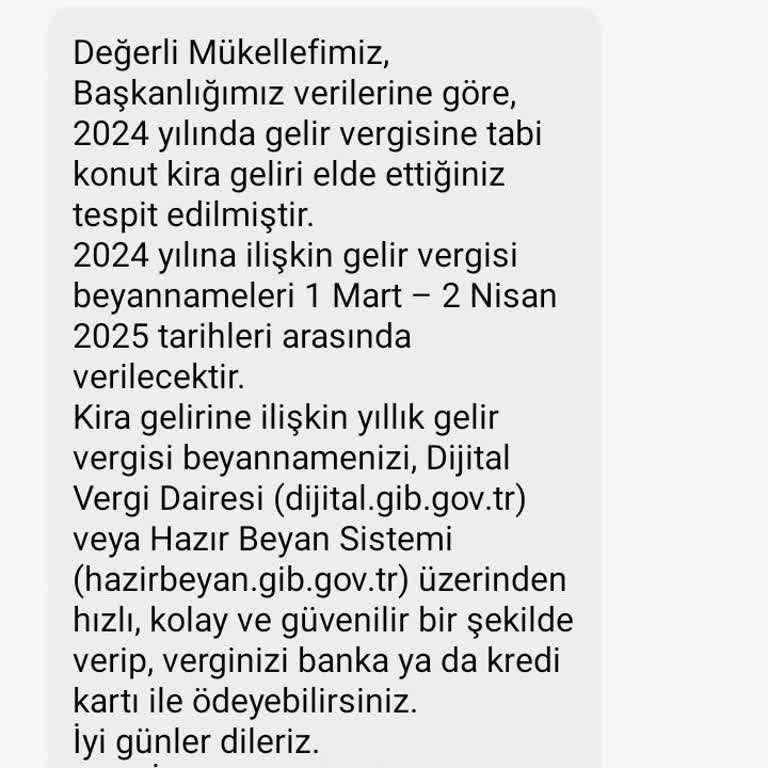 Yanlış Kira Vergisi Borcu Bildirimi