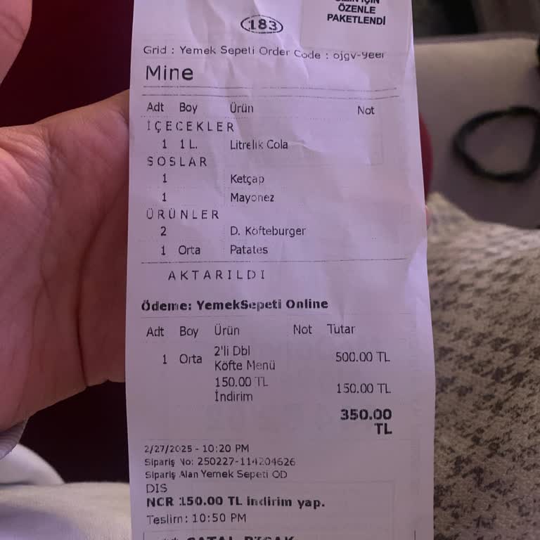 Eksik Yemek Ve Geri Ödeme Talebi
