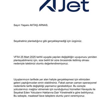 Ajet'in Uçuş İptali Mağduriyeti