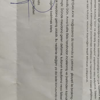 Avva Mağazasından Alınan Pantolonun İplik Atması Ve Değişim Reddi