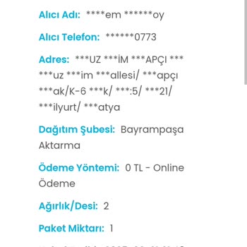 Kargo Teslimatında Yetersiz Hizmet Ve Yanıltıcı Bilgi