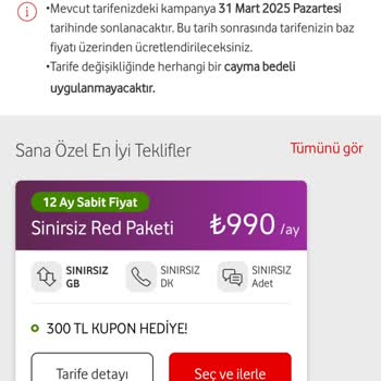 Vodafone Tarife Seçeneklerinde Sınırlı Seçim Sorunu