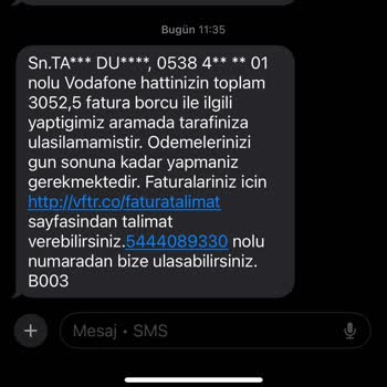 Yanlış Numara Üzerinden Gelen Borç Mesajları