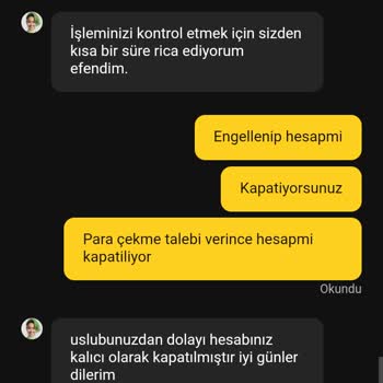 Para Çekim Talebinde Hesap Silinmesi