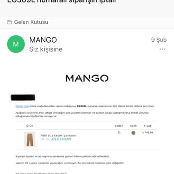 Mango Online Alışverişte Büyük Hayal Kırıklığı