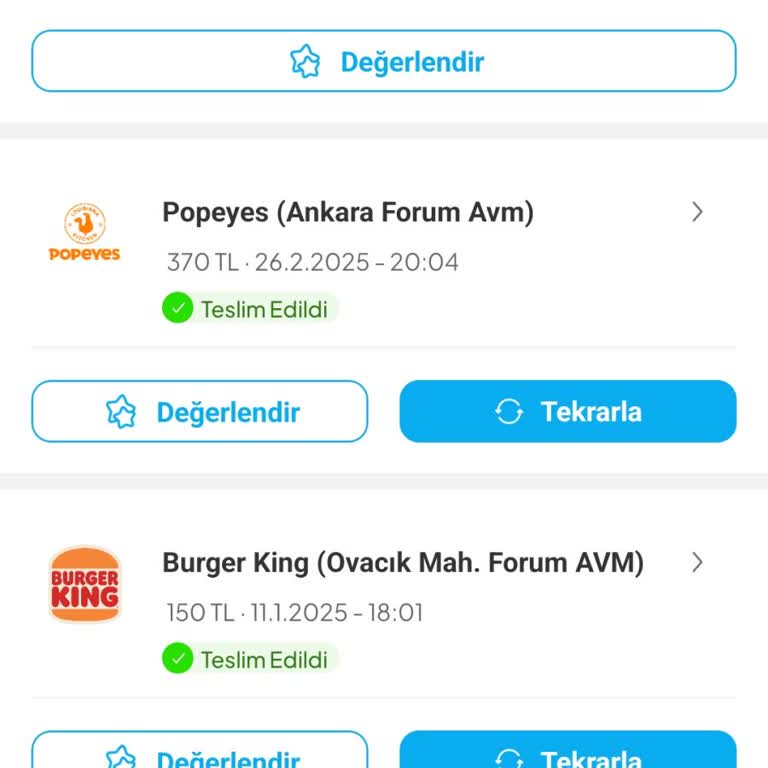 Popeyes Siparişim Gelmedi Ve Yanlış Bildirim Yapıldı