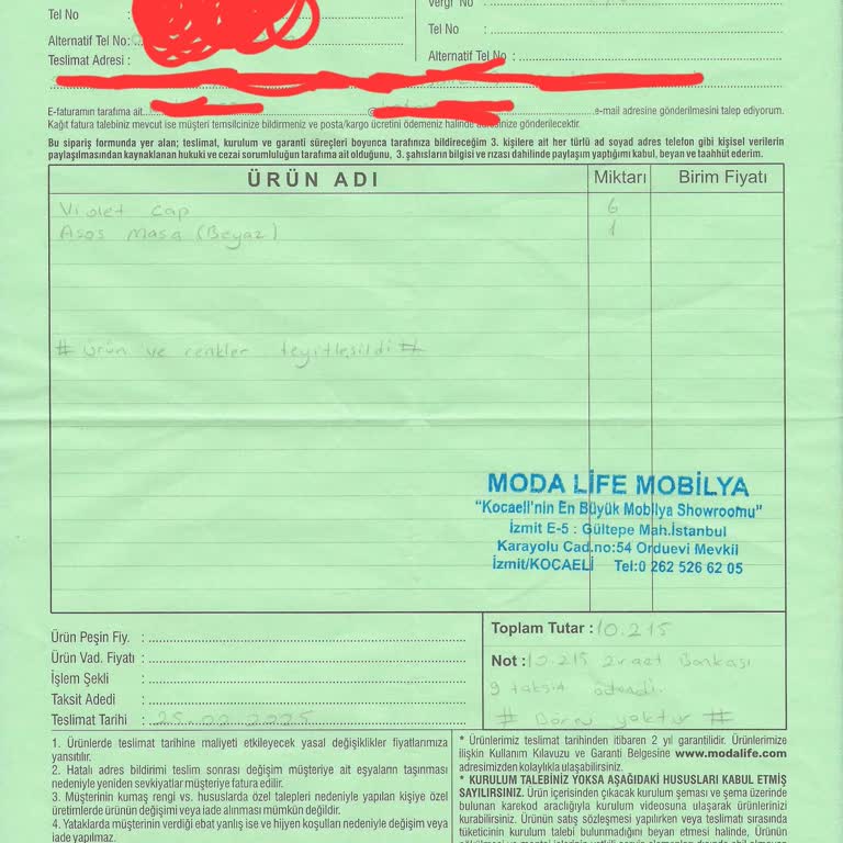 Modalife Kocaeli Şubesi Teslimat Gecikmesi Ve Çözüm Arayışı