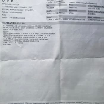 Opel Combo'da Bitmeyen Sorunlar