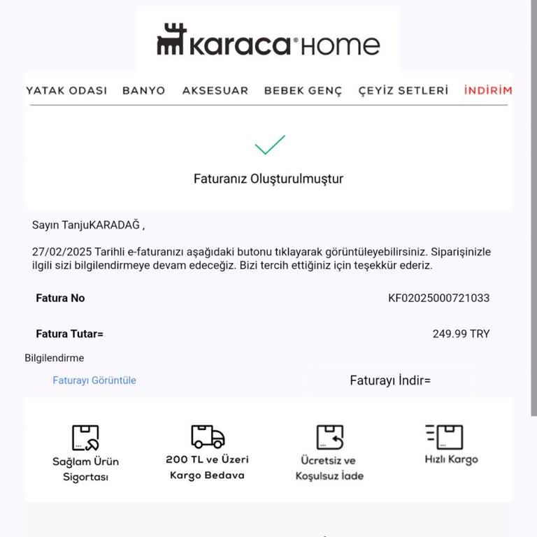 Karaca Kargo Teslimat Sorunu