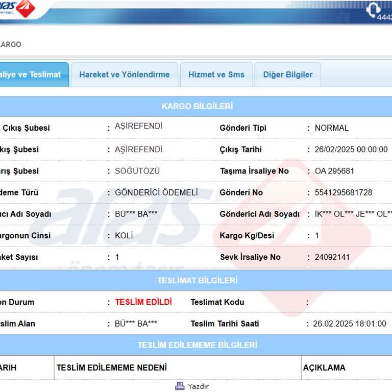Aras Kargo'nun Teslimat Hatası Ve İletişim Sorunları