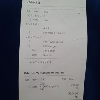 Eksik Ürün Ve Kalitesiz İçecek Deneyimi