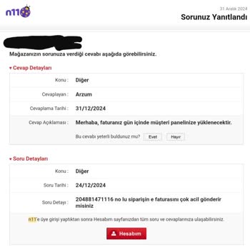 E-Fatura Sorunu: Arzum Ürünümün Faturası Gönderilmiyor
