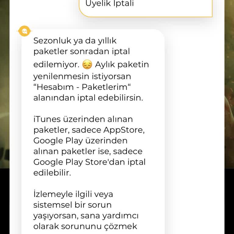 Yıllık Paket İptal Edilemiyor Canlı Yardım Yok