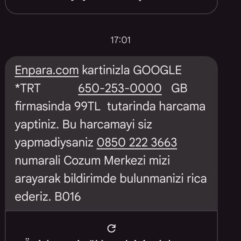 İzinsiz 99 TL Çekimi: Google*TRT Mağduriyeti