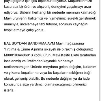 Mavi Kot Pantolonda Yırtılma Sorunu Ve Değişim Talebi