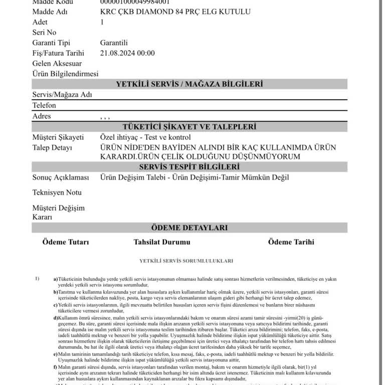 Karaca'dan Aldığım Ürünler Ve Hizmet Tam Bir Hayal Kırıklığı!