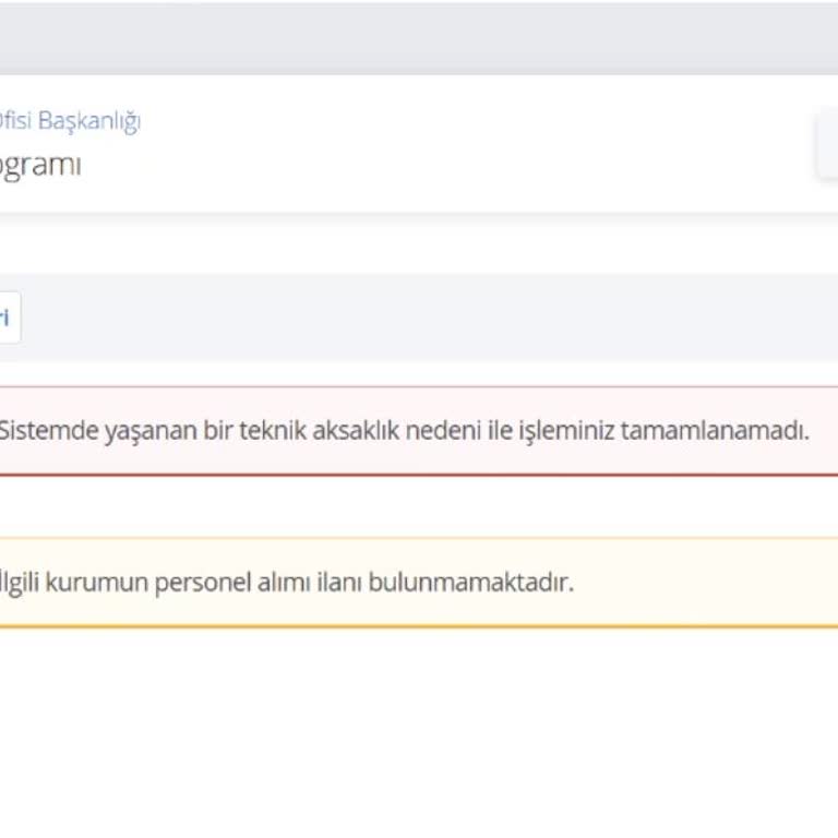 Kariyer Kapısı Ulusal Staj Başvurusunda Sistem Hatası