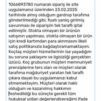 Koçtaş'tan Hatalı Fiyat Mağduriyeti