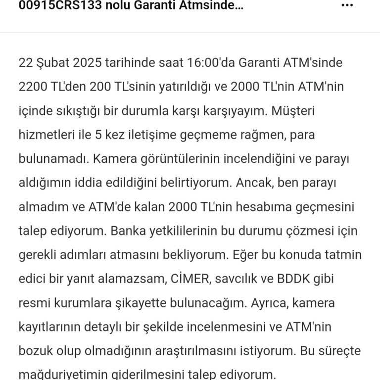 ATM'de Sıkışan Para Ve Çözülmeyen Sorun