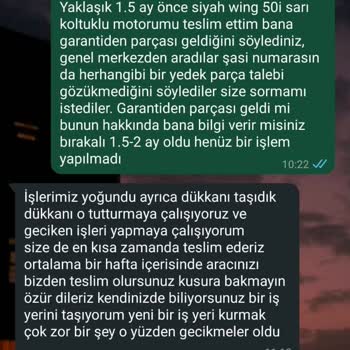 Mondial Motosikletim 5 Aydır Servisten Çıkamıyor