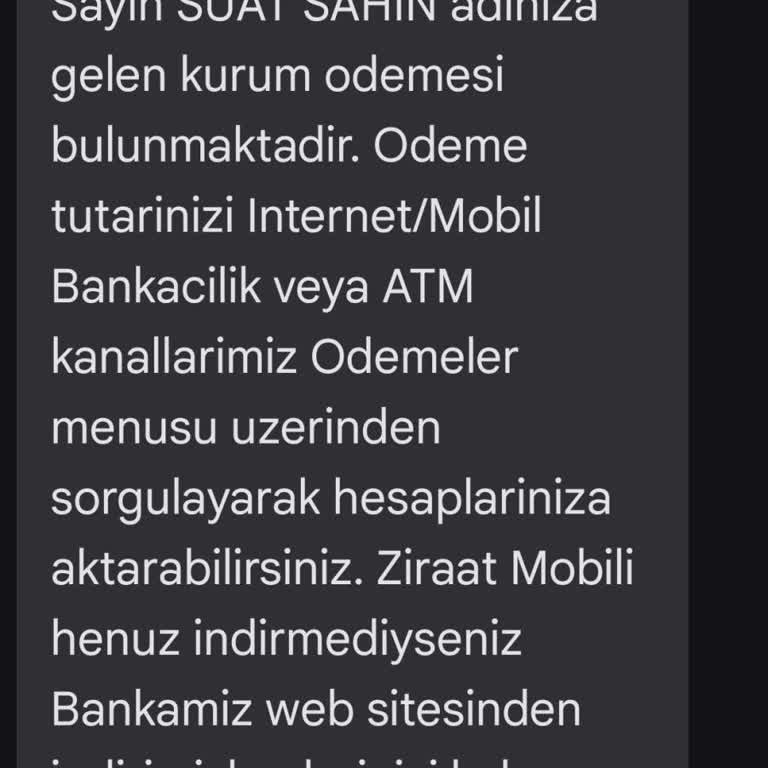 Ziraat Bankası Mesaj İçeriği Belirsizliği Sorunu