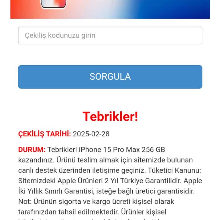 Yanıltıcı Çekiliş Ve Şüpheli Kargo Ücreti