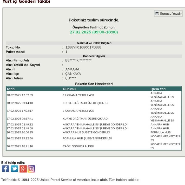 UPS Türkiye'nin Teslimat Sorunları Ve İletişim Eksikliği