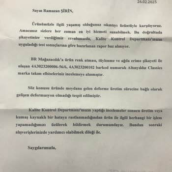 Altınyıldız Takım Elbiselerde Kalite Sorunu Ve Müşteri Hizmetleri Yanıtı