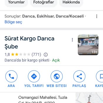 Darıca Sürat Kargo Teslimat Sorunu