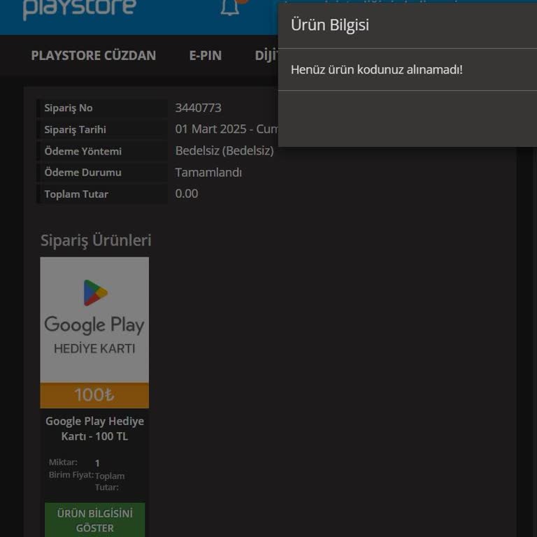Geciken Google Play Kodu Teslimatı