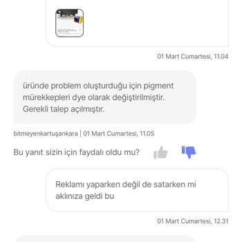 Eksik Mürekkep Gönderimi Ve Olumsuz Talep Değerlendirmesi