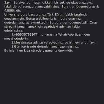 Burs Kazandım Sanarken Gelen Şok Mesaj