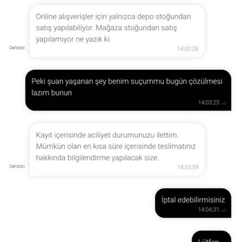 DeFacto Online Teslimat Hayal Kırıklığı